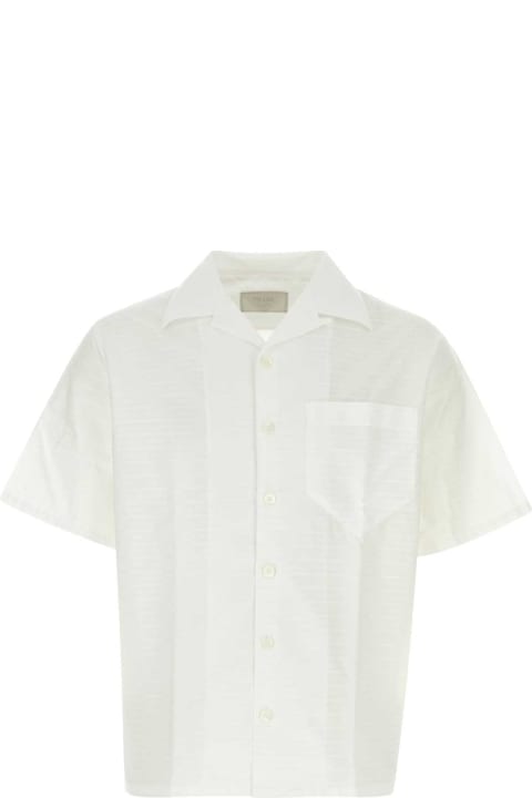 Clothing for Men Prada Embroidered Poplin Shirt