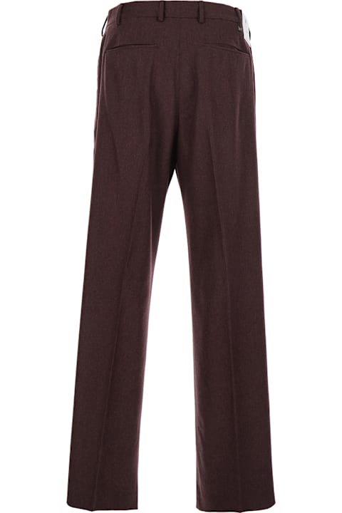 Homeware PT Torino Bordeaux Pants With High Waist And Pences On The Front In Wool Blend Stretch Man