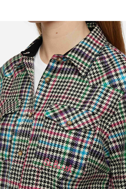 Homeware MC2 Saint Barth Wool Shirt Deer With Prince Of Wales Print