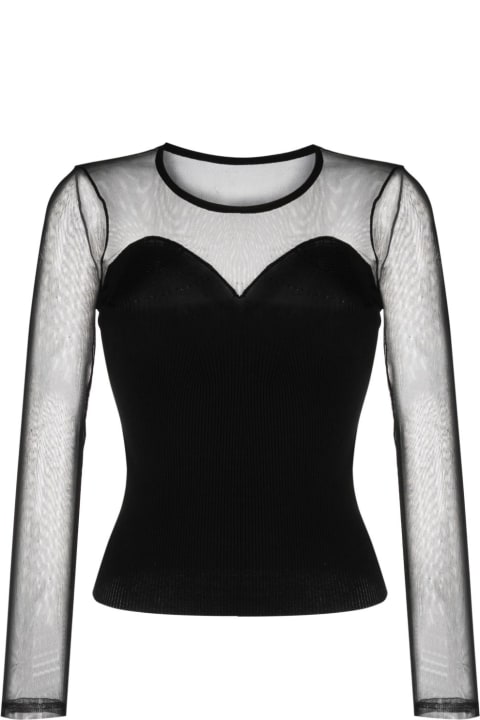 Trasparent Long Sleeves Crew Neck Sweater