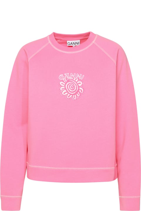 Ganni Women Ganni 'isoli' Sweatshirt In Pink Organic Cotton