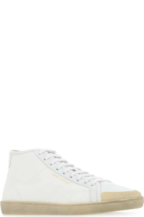Shoes for Men Saint Laurent White Canvas And Leather Court Classic Sl/39 Sneakers