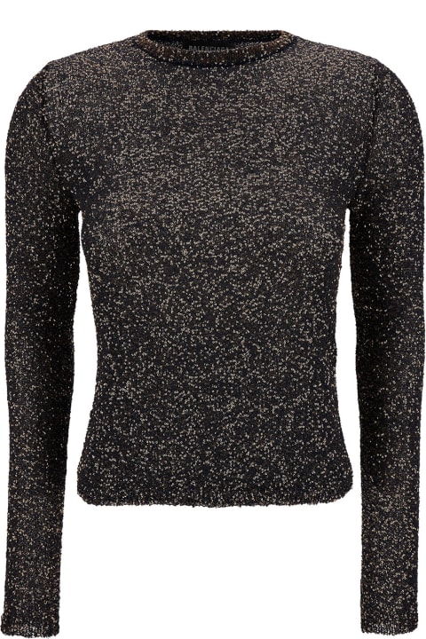 Fashion for Women Balenciaga Metallic Long-sleeve Top With All-over Sequins In Polyamide Woman