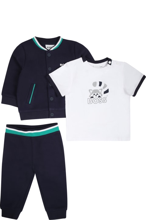 Hugo Boss for Kids Hugo Boss Blue Sport Suit Set For Baby Boy