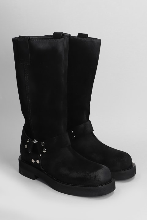 3JUIN أحذية برقبة لـ السيدات 3JUIN Demi 020 Low Heels Ankle Boots In Black Suede