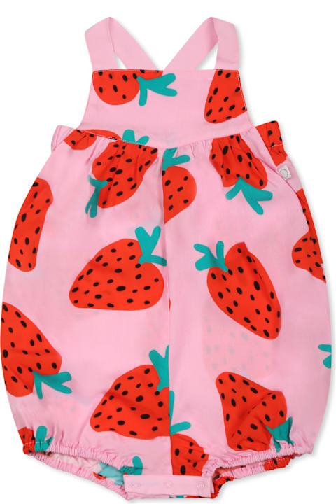 Homeware Stella McCartney Kids Pink Romper For Baby Girl With Strawberries