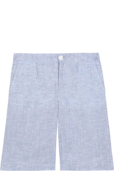 Bottoms for Boys Dolce & Gabbana Light Blue Linen Bermuda Shorts