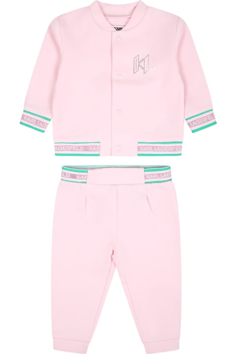 ベビーボーイズ Karl Lagerfeld Kidsのボトムス Karl Lagerfeld Kids Pink Set For Baby Girl With Logo