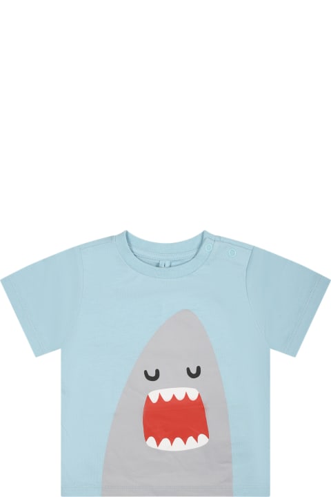 T-Shirts & Polo Shirts for Baby Girls Stella McCartney Kids Light Blue T-shirt For Baby Boy With Shark