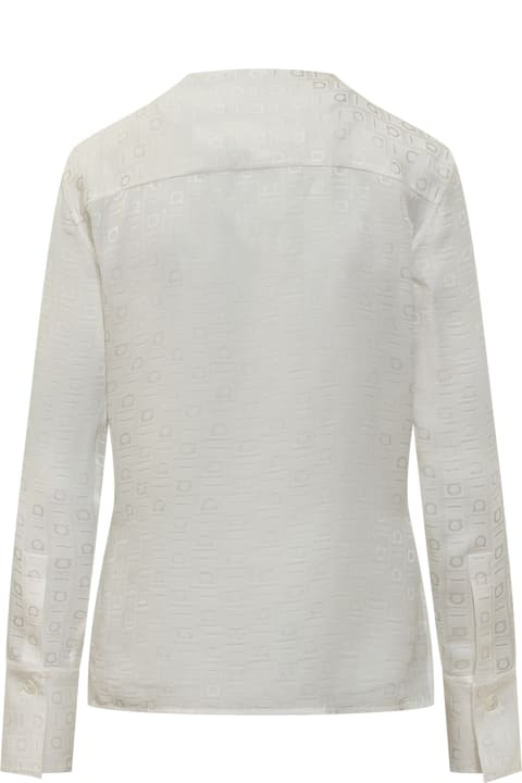 Ferragamo ملابس علوية لـ السيدات Ferragamo Silk Shirt With Logo