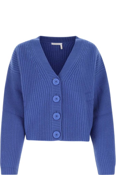 ウィメンズ新着アイテム See by Chloé Cerulean Blue Wool Blend Oversize Cardigan