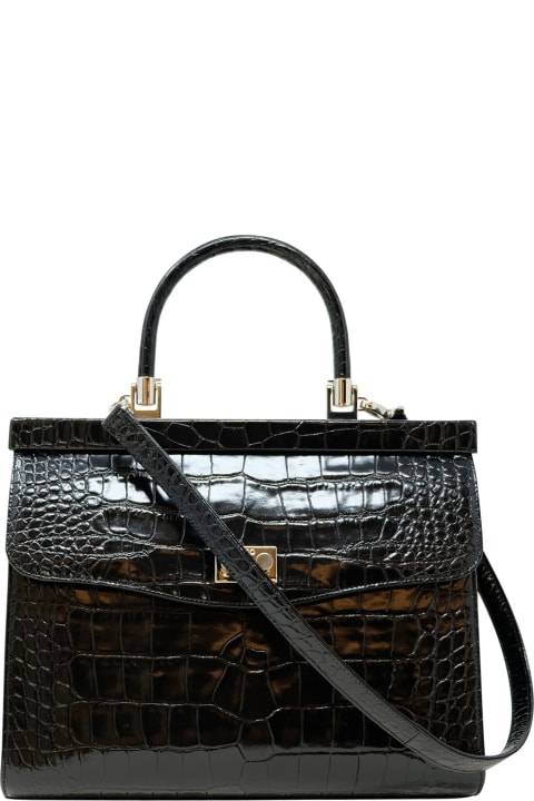 Rodo Bags for Women Rodo Rodo Black Croco Leather Paris Handbag