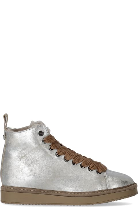 Panchic Silver Leather Ankle Boot