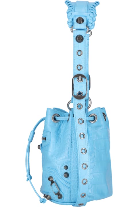 ショルダーバッグ・ポシェット BALENCIAGA Light-Blue Leather Le Cagole Xs Bucket Bag Balenciaga Light Blue Leather Le Cagole XS Bucket Bag – LOZURI®