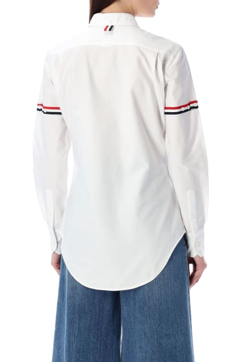 ウィメンズ Thom Browneのトップス Thom Browne Stripe Oxford Armband Classic Round Collar Shirt