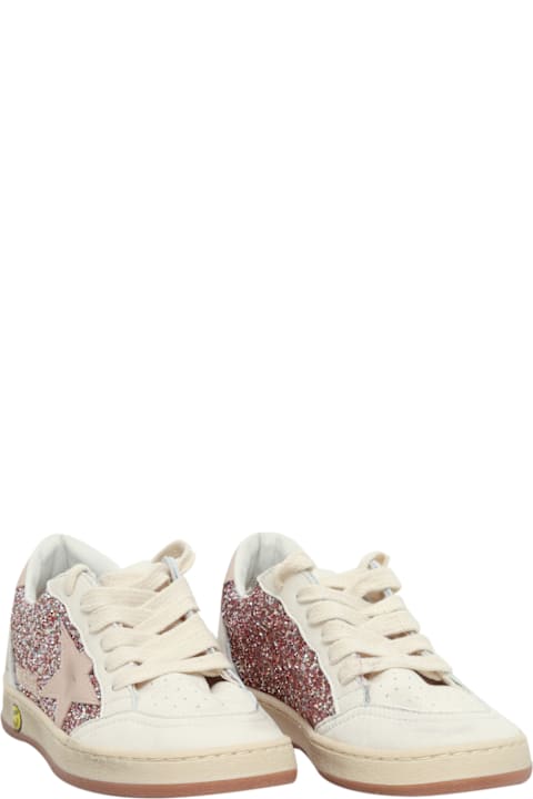 Golden Goose for Kids Golden Goose Ballstar Glitter And Nappa Upper Leather Star And Heel Nappa Spur