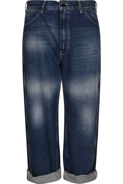 Stone Wash Effect Cropped Jeans