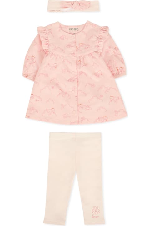 Homeware Kenzo Kids Pink Suit For Baby Girl With Tiger