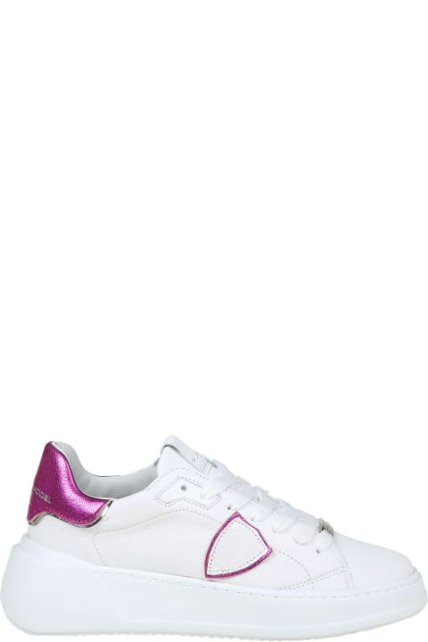 Philippe Model for Women Philippe Model Tres Temple Low In White And Fuchsia Color Leather
