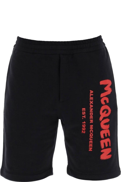 Alexander McQueen Pants for Men Alexander McQueen Graffiti-logo Printed Sweatshorts