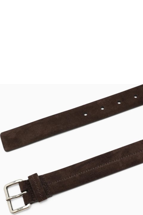 Prada Accessories for Men Prada Dark Brown Suede Belt