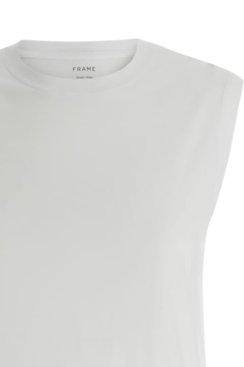 ウィメンズ Frameのコート＆ジャケット Frame White Sleeveless T-shirt In Cotton Woman