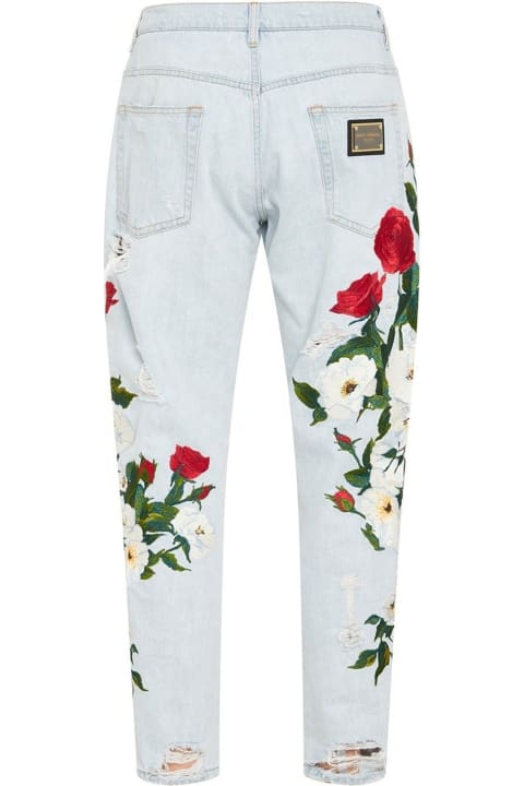 Dolce & Gabbana Sale for Men Dolce & Gabbana Embroidered Denim Jeans