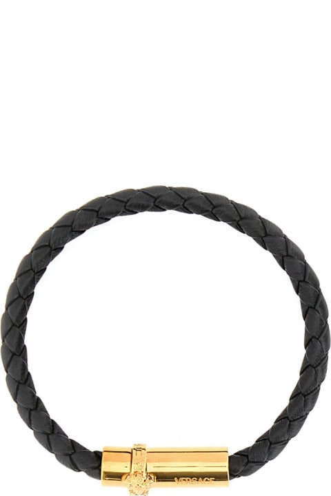 Bracelets for Men Versace Black Leather Bracelet