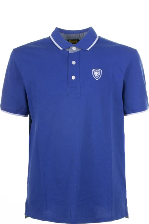 Blauer Topwear for Men Blauer Blue Short-sleeved Polo Shirt With Inserts