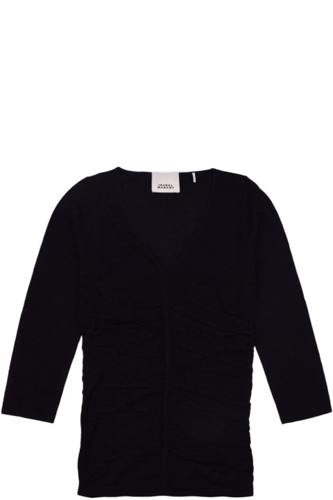 Sweaters for Women Isabel Marant Gathered-detailed Long-sleeved Crewneck Top