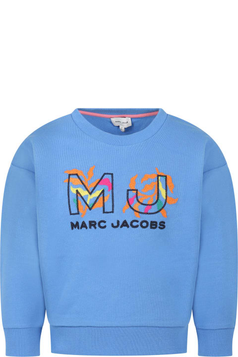 Marc Jacobs Topwear for Girls Marc Jacobs Blue Sweatshirt For Girl With Logo