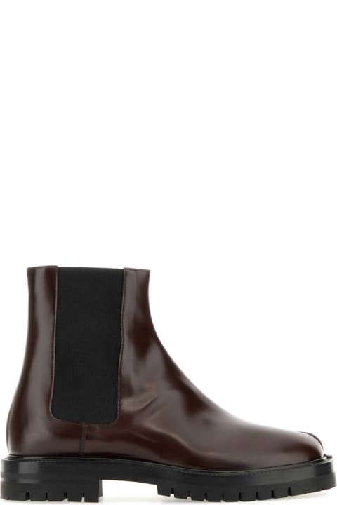 Maison Margiela Boots for Men Maison Margiela Burgundy Leather Tabi County Chelsea Ankle Boots