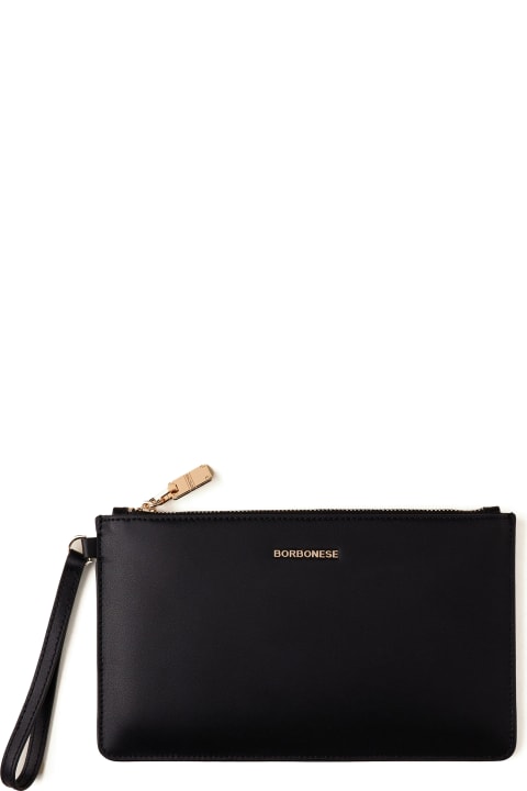 Clutches for Women Borbonese Black Leather Document Holder