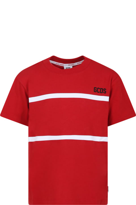 GCDS Mini T-Shirts & Polo Shirts for Boys GCDS Mini Red T-shirt For Kids With Logo