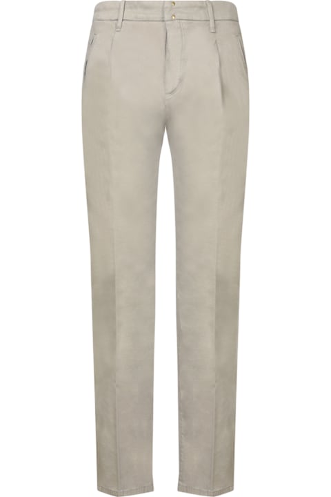 Incotex Clothing for Men Incotex Tailored Taupe Cotton Trousers