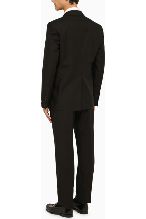Suits for Men Tagliatore Black Double-breasted Suit In Wool