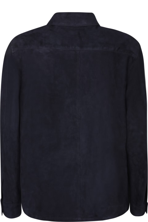 Paul Smith Coats & Jackets for Men Paul Smith Suede Blue Overshirt