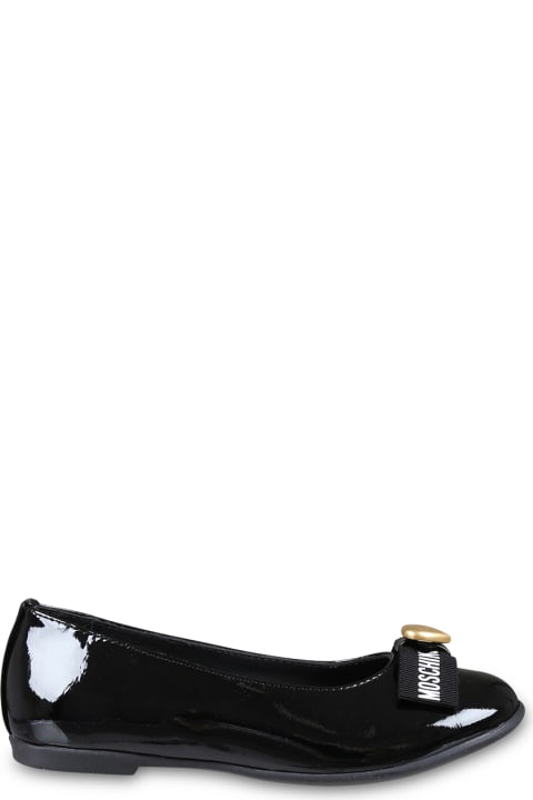 Moschino لـ بنات Moschino Black Ballet Flats For Girl With Heart