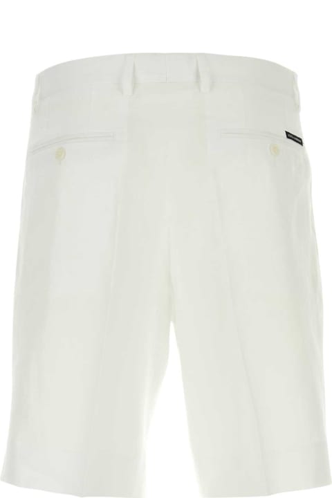 メンズ新着アイテム Dolce & Gabbana White Linen Bermuda Shorts