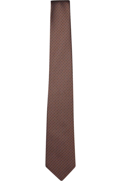 Canali for Men Canali Orange Patterned Tie 8cm