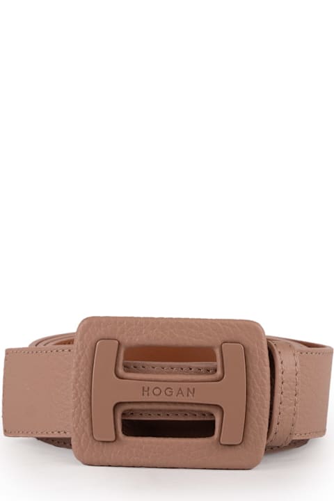 Hogan Belts for Women Hogan Belt With Logo In Hammered Leather