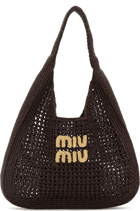 Miu Miu Bags for Women Miu Miu Brown Crochet Shopping Bag