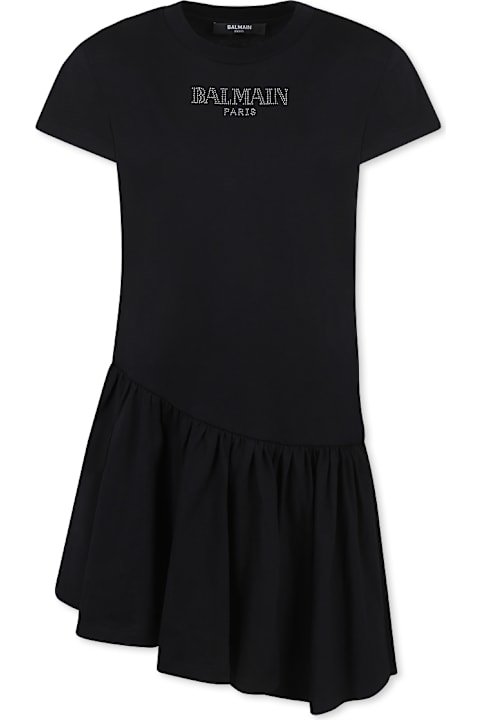 Homeware Balmain Black Dress For Girl With Logo