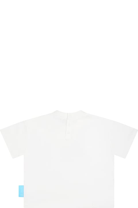 Topwear for Baby Girls Emporio Armani White T-shirt For Baby Girl With The Smurfs