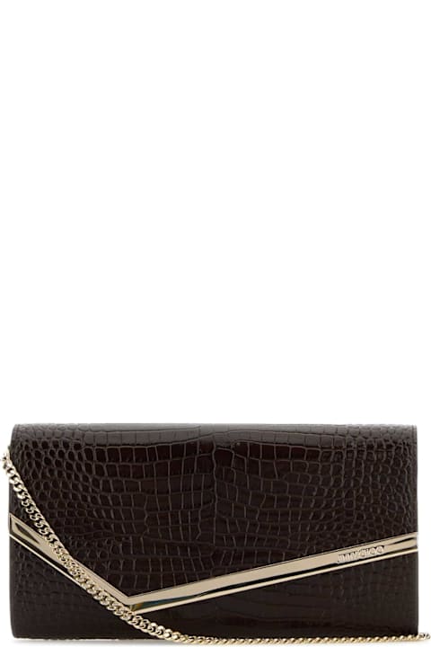 Homeware Jimmy Choo Chocolate Leather Emmie Clutch