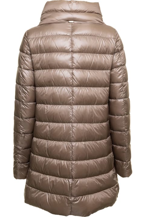 【関税＆送料込み】Herno Woman'S Amelia Taupe Colored Nylon Herno Woman's Amelia Taupe Colored Nylon Down Jacket