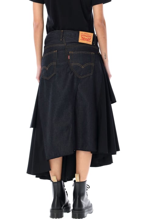 Junya Watanabe Skirts for Women Junya Watanabe Panelled Asymmetric Levi's Midi Skirt
