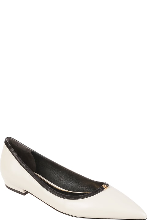 Tory Burch Double T Buckle Pointed Toe Ballerinas