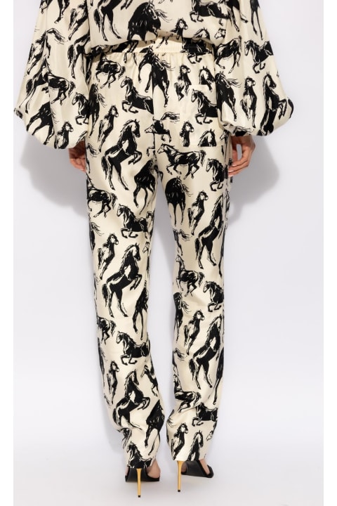 Balmain Pants & Shorts for Women Balmain Silk Trousers With Horse Motif