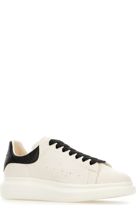 Alexander McQueen for Men Alexander McQueen Ivory Leather Sneakers With Black Leather Heel